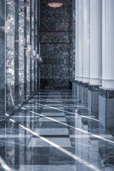 marble tiles near columns